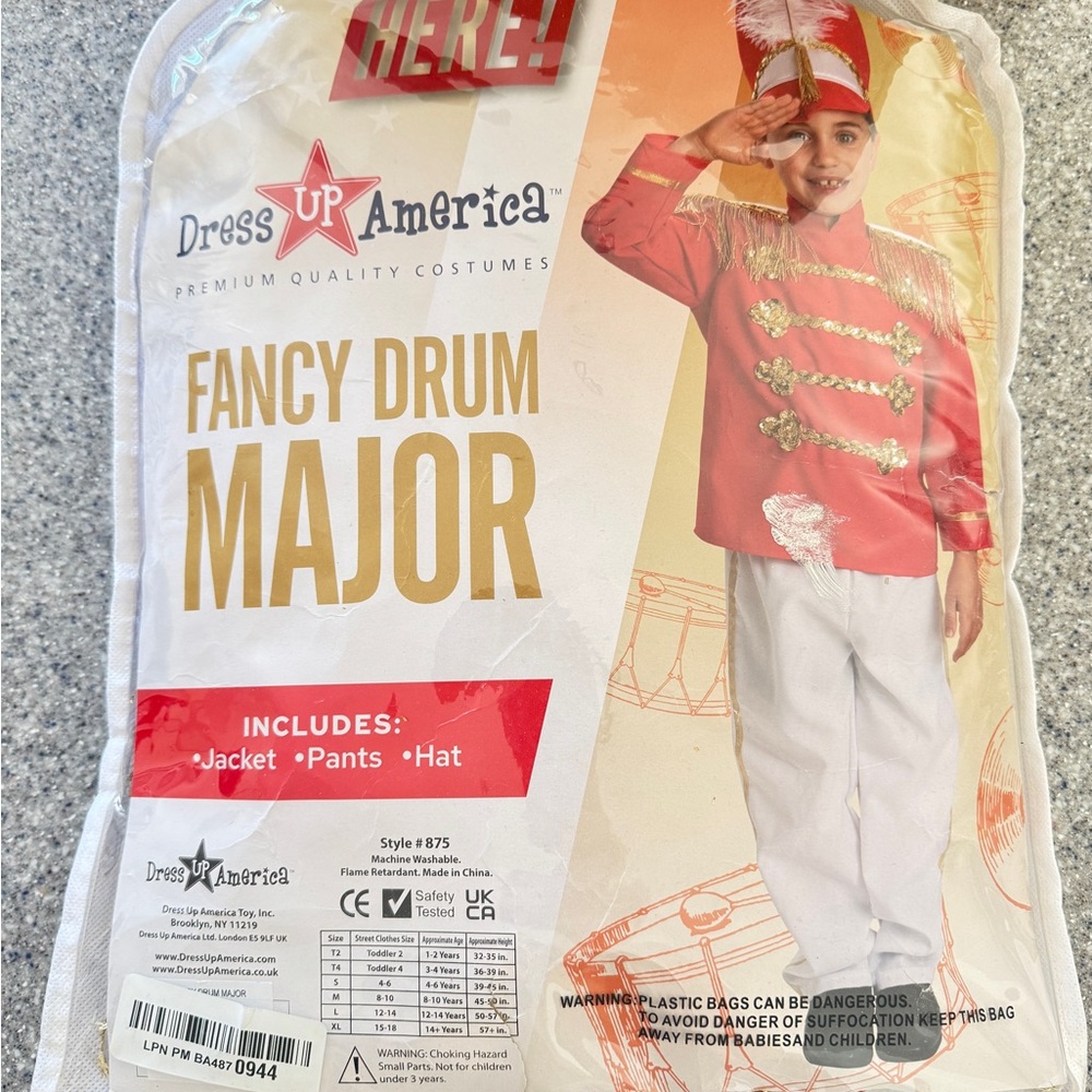 Fancy Drum Major Costume - Red and White